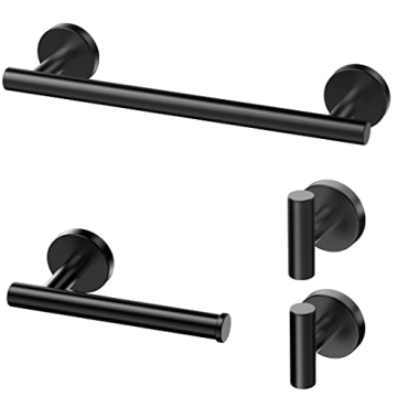 Tomic Matte Black Bathroom Hardware Set - 4 Pieces
