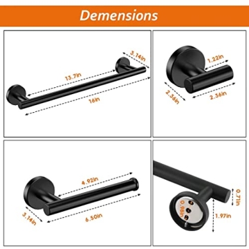 Tomic Matte Black Bathroom Hardware Set - 4 Pieces