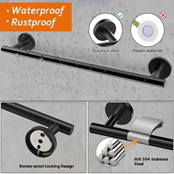 Tomic Matte Black Bathroom Hardware Set - 4 Pieces