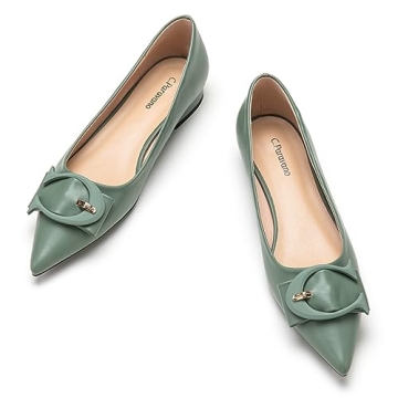 C.Paravano Women's Flats - Pointed Toe Flats Leather Flats Dressy Shoes Ballet Flats Comfortable Sli...