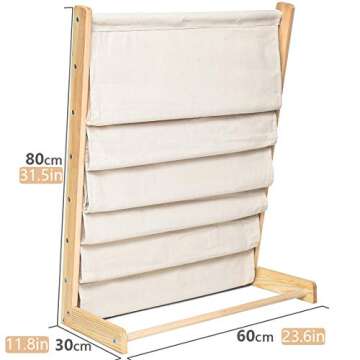 Morimoe Sling Bookshelf Kids Book Rack Storage, Natural Beige (Beige, W:60cm)