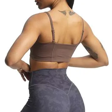 Aoxjox Women's Workout Bandeau Sports Bras Training Fitness Running Yoga Crop Tank Top (Fudge Coffee, Medium)