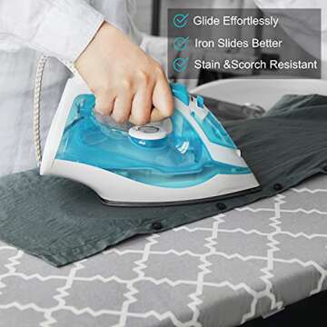 Neccom Ironing Board Cover and Pad Standard Size 15"x54", Resists Scorching and Staining with Elasti...