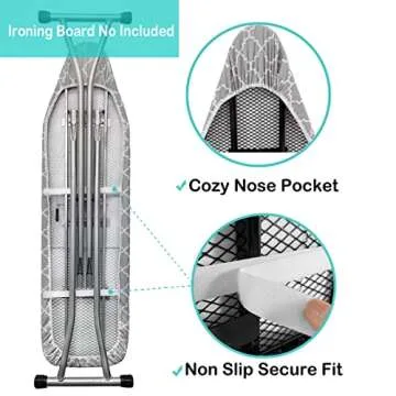 Neccom Ironing Board Cover and Pad Standard Size 15"x54", Resists Scorching and Staining with Elastic Edge Heavy Duty Extra Thick Ironing Padding Cotton Ironing Board Covers