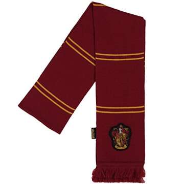 Harry Potter Gryffindor House Color and Crest Striped Acrylic Scarf