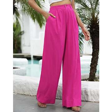 Kocowoo High Waisted Linen Palazzo Pants for Summer