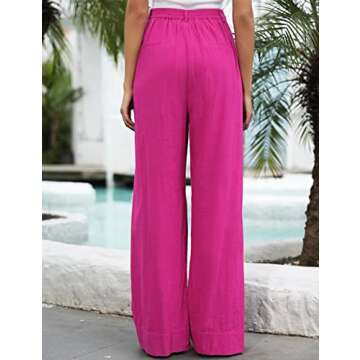 Kocowoo High Waisted Linen Palazzo Pants for Summer