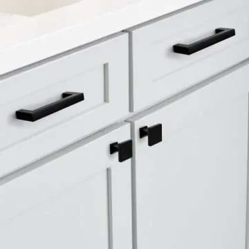 homdiy 10 Pack Black Cabinet Knobs Matte Black Square Dresser Drawer Knobs Zinc Alloy Kitchen Cabinet Hardware