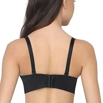 Add Two Cups Bras Brassiere For Women Push Up Padded Unlined,Black,32B
