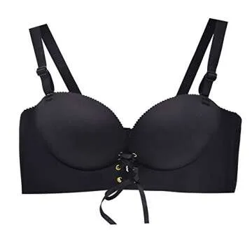 Add Two Cups Bras Brassiere For Women Push Up Padded Unlined,Black,32B