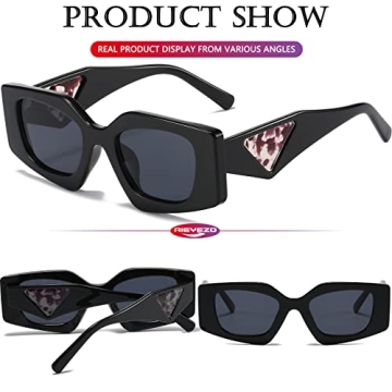 AIEYEZO Retro Rectangle Sunglasses Women UV400 Protection