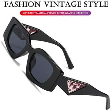 AIEYEZO Retro Rectangle Sunglasses Women UV400 Protection