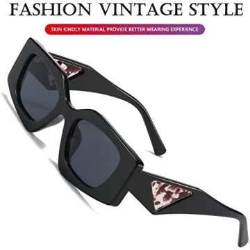 AIEYEZO Retro Rectangle Sunglasses Women UV400 Protection