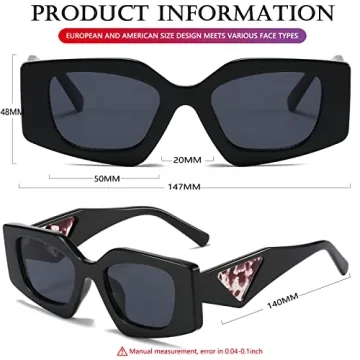 AIEYEZO Retro Rectangle Sunglasses Women UV400 Protection