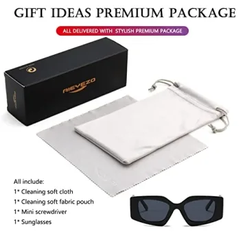 AIEYEZO Retro Rectangle Sunglasses Women UV400 Protection