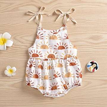 JLKGICF Infant Newborn Baby Girl Floral Romper Kids Spaghetti Strap One Piece Jumpsuit Shorts Summer Overall Clothes (Sunshine#2,0-3 Months,)