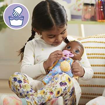 Baby Alive Soft ‘n Cute Doll, Black Hair, 11-Inch First Baby Dolls, Washable Soft Toys for Toddlers, Easter Gifts for Kids, 18 Months+