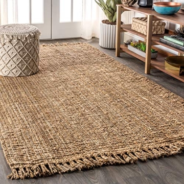Hand Woven Chunky Jute Area Rug - Bohemian Style
