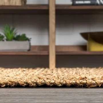 Hand Woven Chunky Jute Area Rug - Bohemian Style