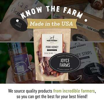 Farm Hounds - Pork Kidney - Premium Natural Pork Kidney Jerky For Dogs - Made From 100% Humanely Raised Pork - Organ Treats - Great For Training & Treats - No Added Fillers - Made in USA - 4oz -1 Pack