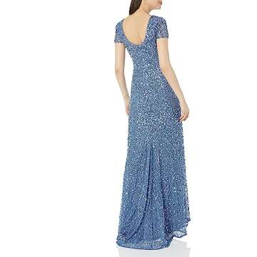 Adrianna Papell Women's Cap Sleeve All Over Beaded Gown