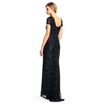Adrianna Papell Women's Cap Sleeve All Over Beaded Gown