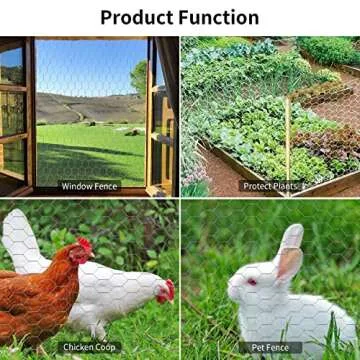 Chicken Wire 13.7 in x 393.7 in Poultry Wire Netting Hexagonal Galvanized Mesh Garden Fence Barrier for Pet Rabbit Chicken Fencing with 100 Pcs Cable Zip Ties