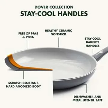GreenPan Dover Healthy Ceramic Nonstick, 11" Griddle Pan, PFAS-Free, Dishwasher Safe, Comfort Grip Handle, Grey