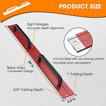SDSNTE 24 In 16 Ga Steel Sheet Metal Folding Tool with Grips for Creating Uniform Folds FIts HVAC Ap...