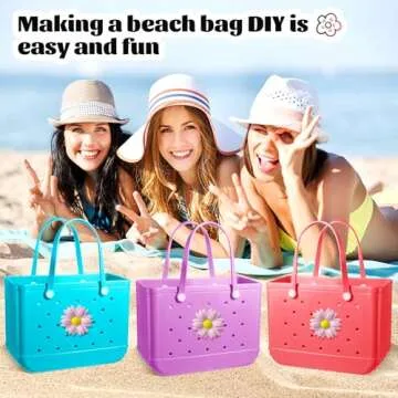 AOIFES Bogg Bag Charms Pink Daisy, Charms for Bogg Bag, Bogg Bag Accessories, Insert Pvc Rubber Personalizing Decorative Compatible with Handbag Beach Tote Bag, Rubber Beach Bag Accessories