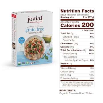 Jovial Grain-Free Cassava Fusilli - Fusilli Organic, Gluten Free Pasta, Fusilli Pasta, Cassava Pasta...