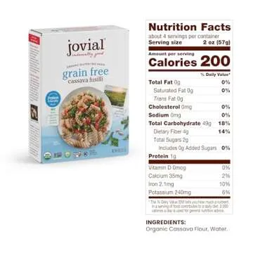 Jovial Grain-Free Cassava Fusilli - Fusilli Organic, Gluten Free Pasta, Fusilli Pasta, Cassava Pasta...