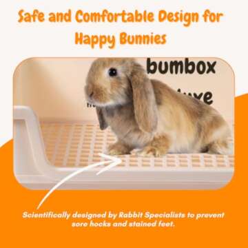 Bumbox Deluxe Rabbit Extra Large Litter Box, Training Rabbit Cage with Toilet Tray for Hamster, Bunny, Ferret, Small and Large Animal, 21.45in (Cream)