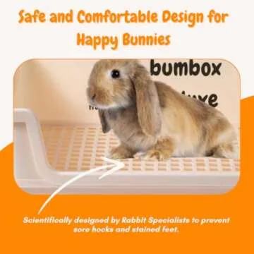 Bumbox Deluxe Rabbit Extra Large Litter Box, Training Rabbit Cage with Toilet Tray for Hamster, Bunny, Ferret, Small and Large Animal, 21.45in (Cream)