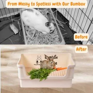 Bumbox Deluxe Rabbit Extra Large Litter Box, Training Rabbit Cage with Toilet Tray for Hamster, Bunny, Ferret, Small and Large Animal, 21.45in (Cream)
