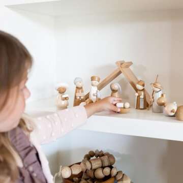 HABA Wooden Nativity Set - Family Keepsake Manger Scene & Nativity Set for Kids in Natural Colors - ...