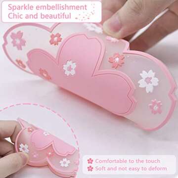 Kawaii Sakura Cup Coaster, Decor Cup Placemat, Cute Kitchen Pot Bowl Pad Placemat, Cherry Blossom Coaster, Table Cup Mat, Flower Pattern Mug Pink Coasters Set 2 for Drinks, Coffee, Tea (Purple/White)