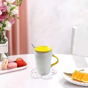 Kawaii Sakura Cup Coaster, Decor Cup Placemat, Cute Kitchen Pot Bowl Pad Placemat, Cherry Blossom Coaster, Table Cup Mat, Flower Pattern Mug Pink Coasters Set 2 for Drinks, Coffee, Tea (Purple/White)