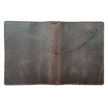 Travelers Notebook Cover with Inner Pockets, Card Slots and Pen Holder, A5 Size, Dark Brown