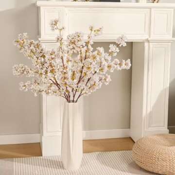 Sunm Boutique Silk Cherry Blossom Branches, Artificial Cherry Blossom Tree Stems Faux Cherry Flowers...