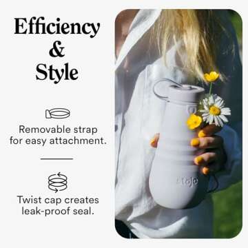 STOJO Collapsible Water Bottle – Lilac Purple, 20oz / 592ml - Leak-Proof Reusable Silicone Travel Cup for Hot & Cold Drinks - Microwave & Dishwasher Safe