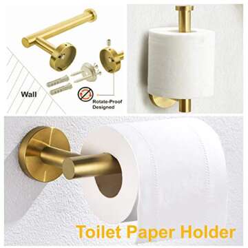 Nolimas Brushed Gold Bathroom Hardware Set for Modern Homes