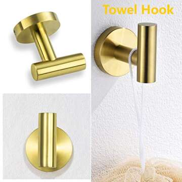 Nolimas Brushed Gold Bathroom Hardware Set for Modern Homes