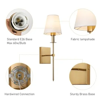 Elegant KELUOLY Gold Wall Sconces Set of 2 for All Rooms