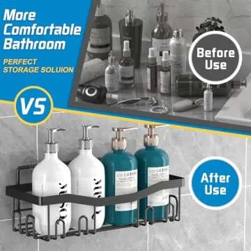 Youvip Shower Caddy, Shower Organizers 5 Pack, Rustproof Bathroom Shower Shelves for Inside Shower, Adhesive Shower Caddy with Soap Holder & Toothbrush Holder No Drilling, Black