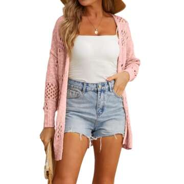 GRECERELLE Women's Crochet Lightweight Cardigan