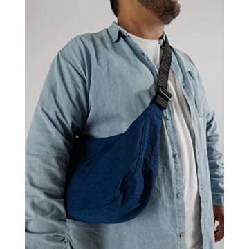BAGGU Medium Nylon Crescent Bag - Marine Blue - Stylish & Eco-Friendly