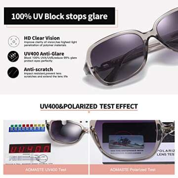 AOMASTE Retro Square Polarized Sunglasses for Women UV400 Protection Driving Outdoor Eyewear