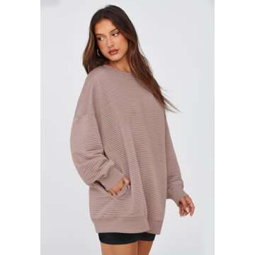 MEROKEETY Oversized Women's Fall Sweatshirt with Pocket
