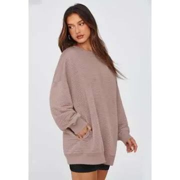 MEROKEETY Oversized Women's Fall Sweatshirt with Pocket
